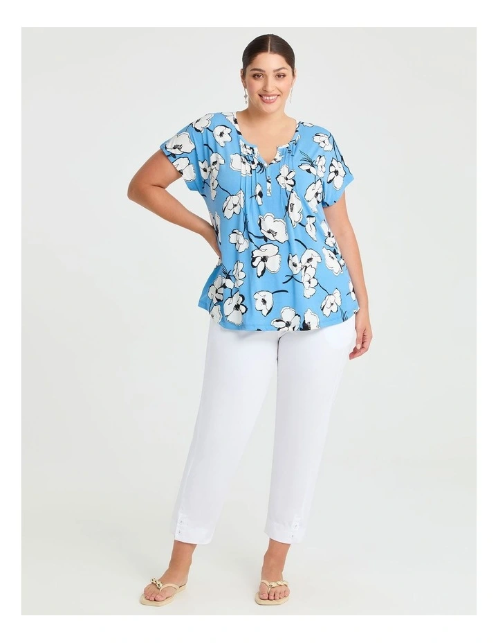 Kylie Henley Neck Top White/cornflower image 3