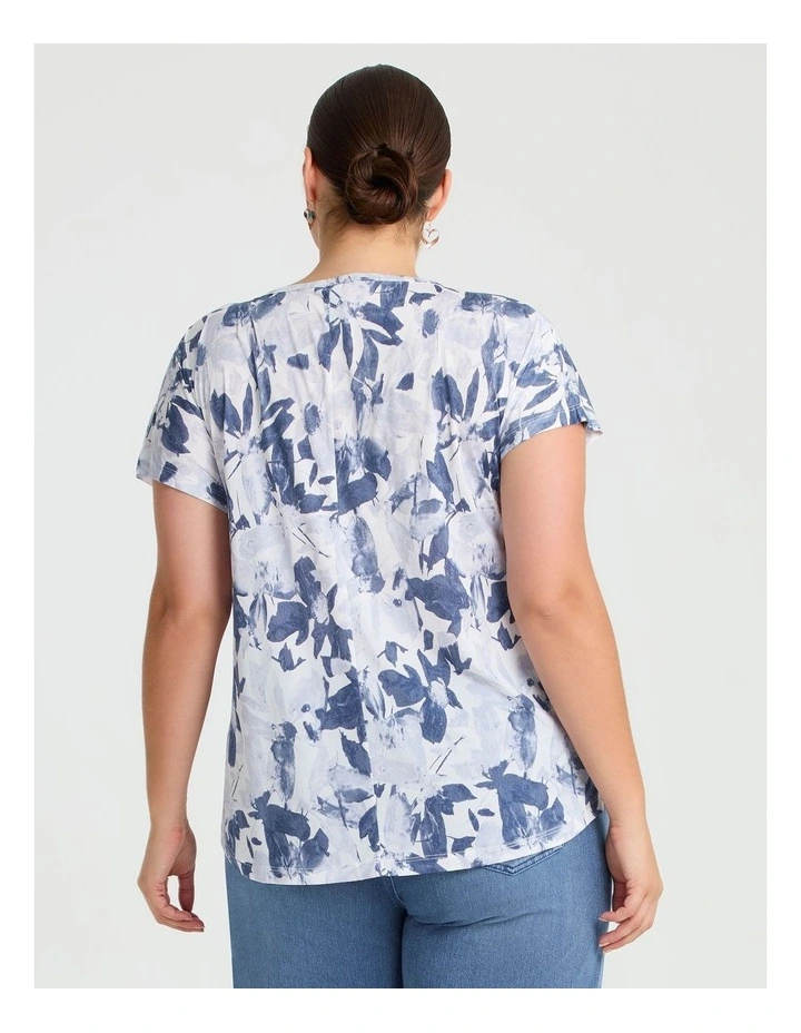 Kylie Henley Neck Top Chambray/white image 2