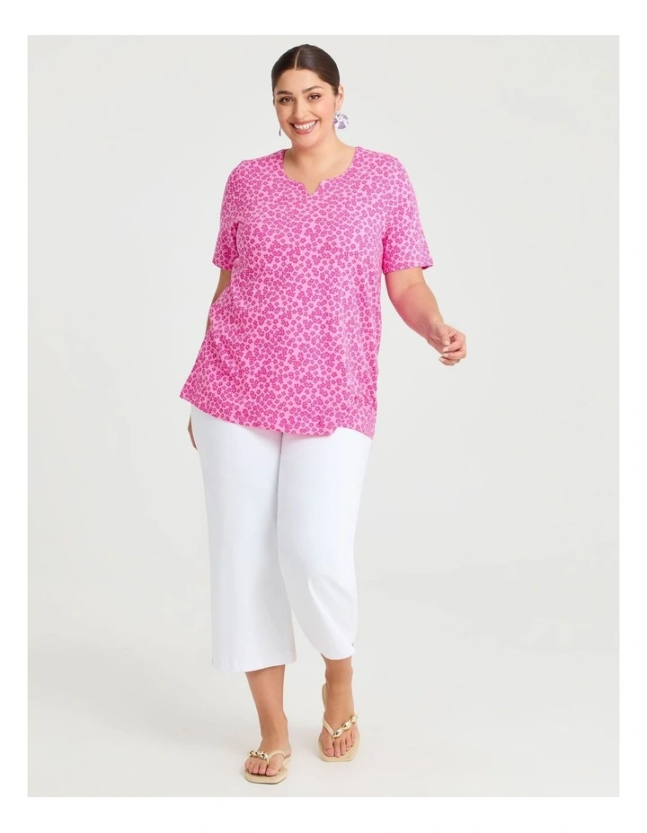 Cotton Notch Neck Top in Pink Floral image 3