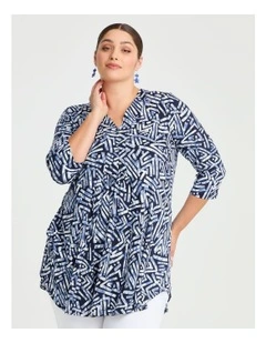 Pleat Detail Tunic Geometric Print