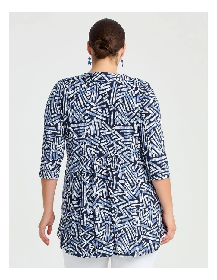 Pleat Detail Tunic Geometric Print image 2