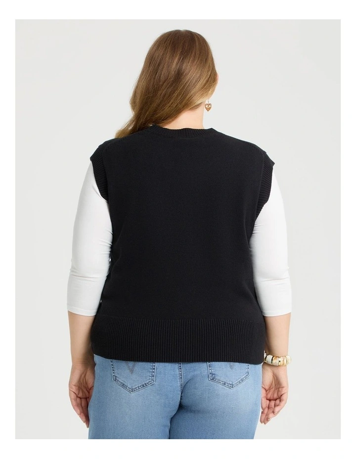 Button Through Vest in Black image 2