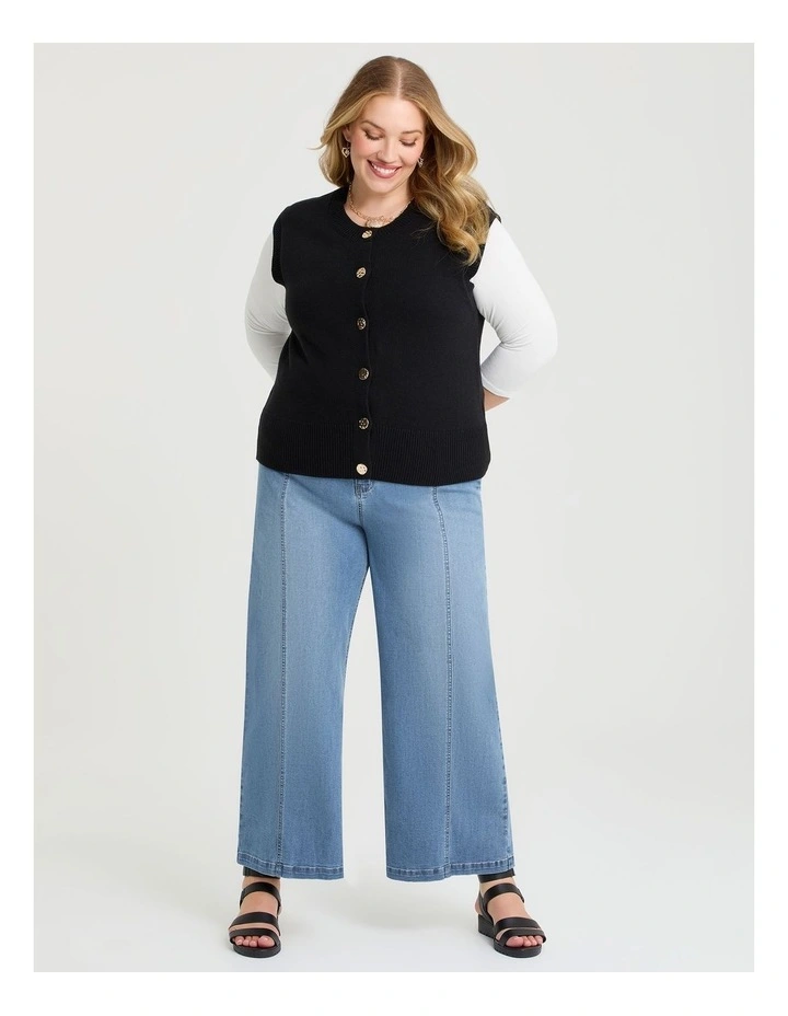 Button Through Vest in Black image 3