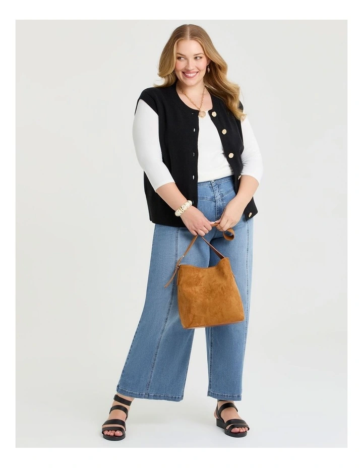 Button Through Vest in Black image 4