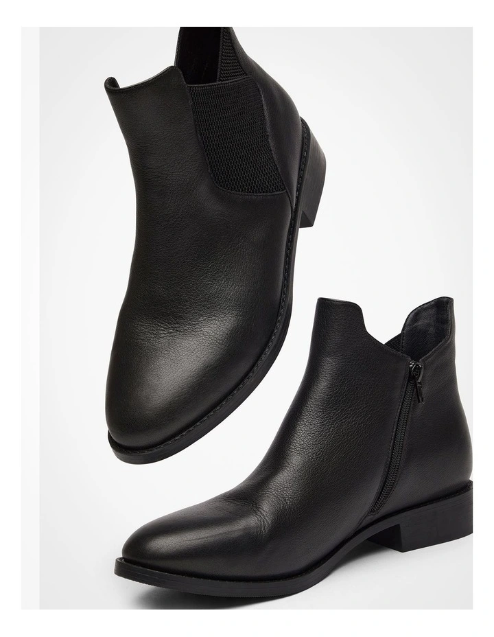 Orthotic Leather Ankle Boot in Black image 4