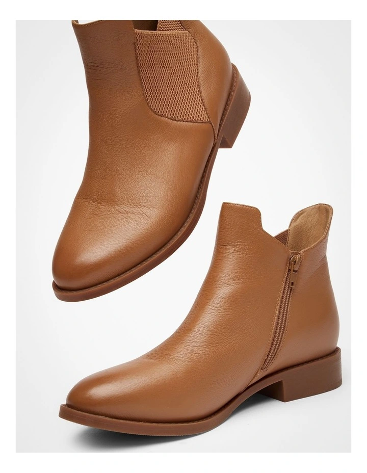 Orthotic Leather Ankle Boot  in Tan image 4