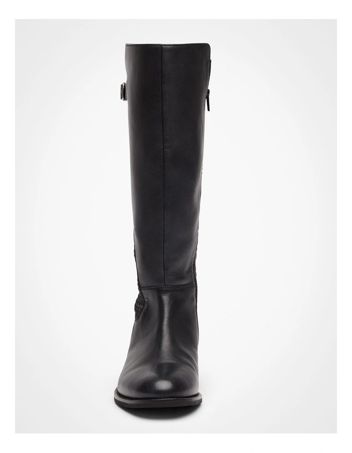 Leather Stretch Knee Boot Black image 3