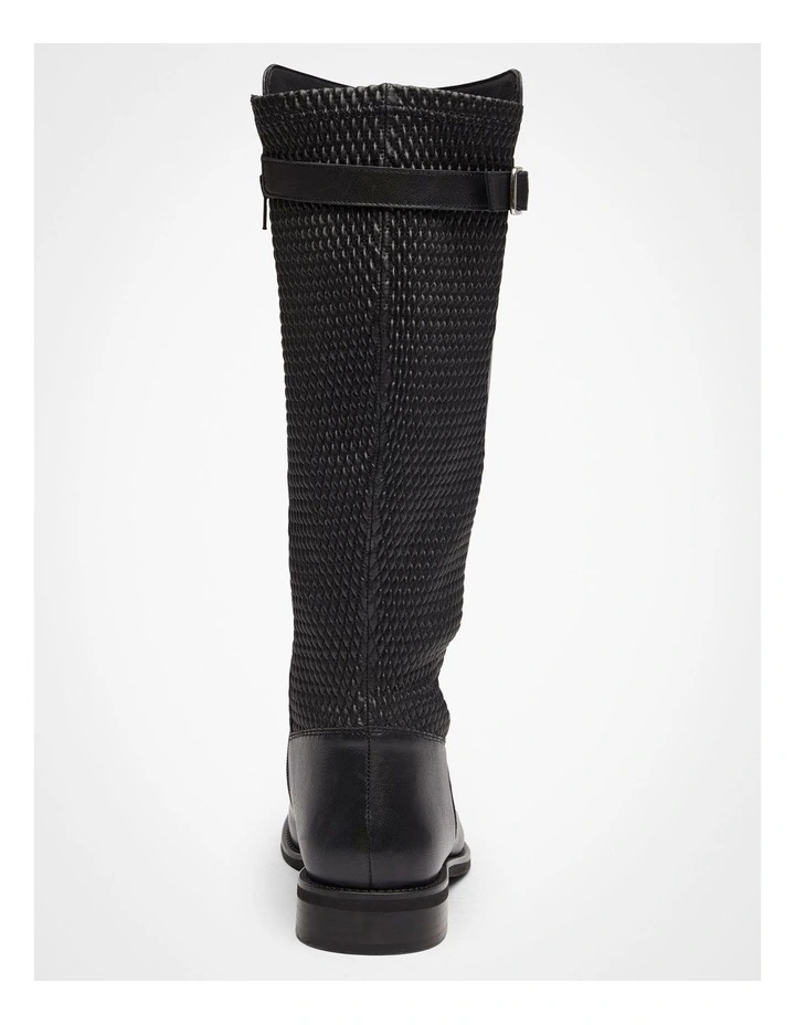 Leather Stretch Knee Boot Black image 4