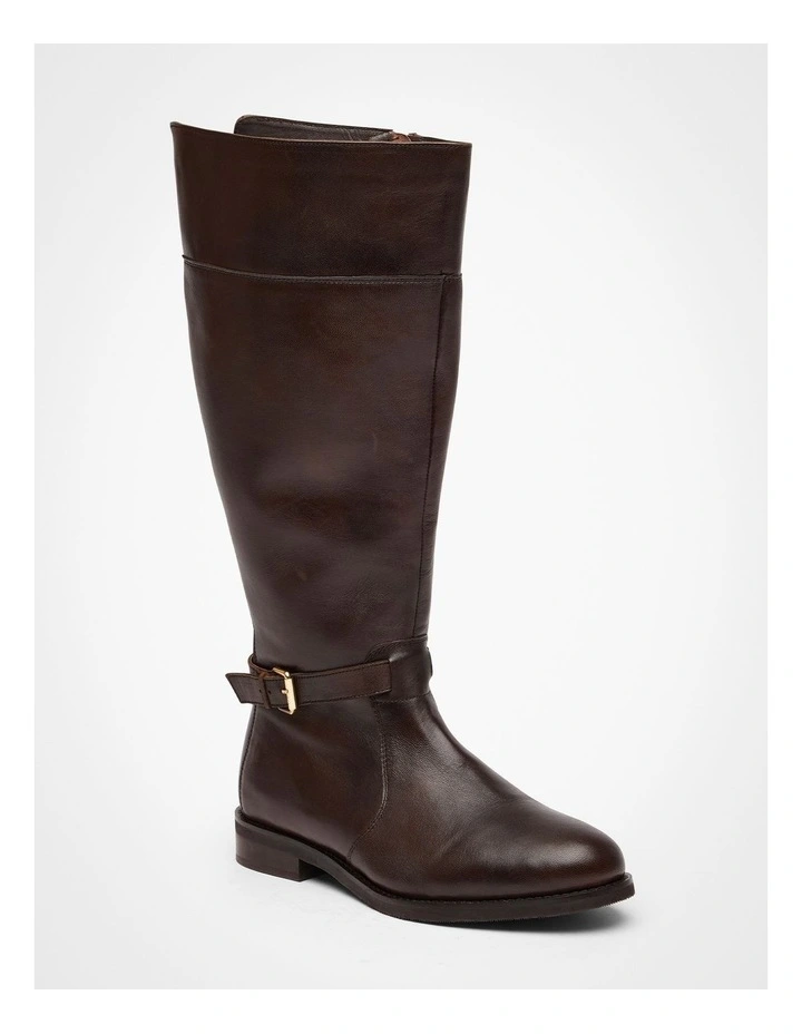 Leather Buckle Knee Boot Chocolate image 2