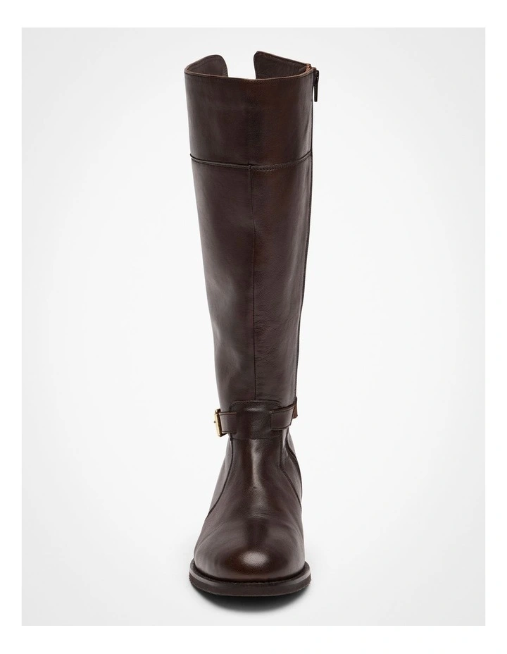 Leather Buckle Knee Boot Chocolate image 3