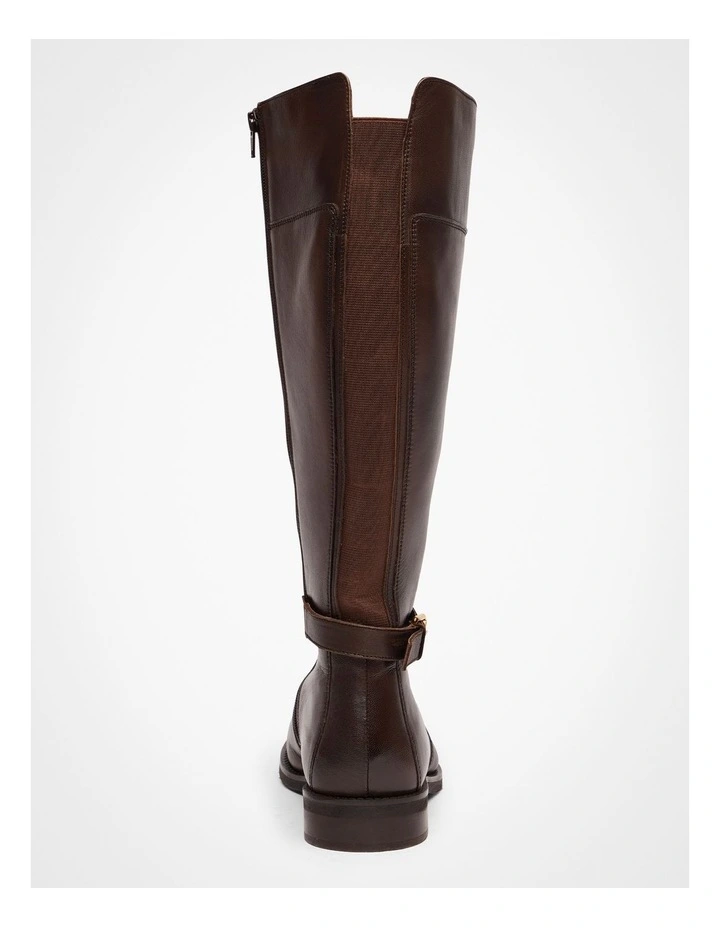 Leather Buckle Knee Boot Chocolate image 4