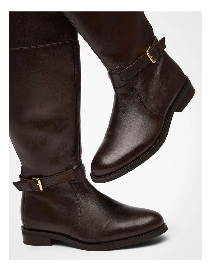 Leather Buckle Knee Boot Chocolate image 5