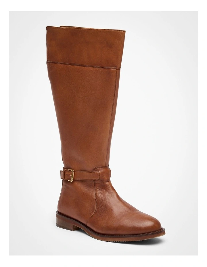 Leather Buckle Knee Boot Tan image 2