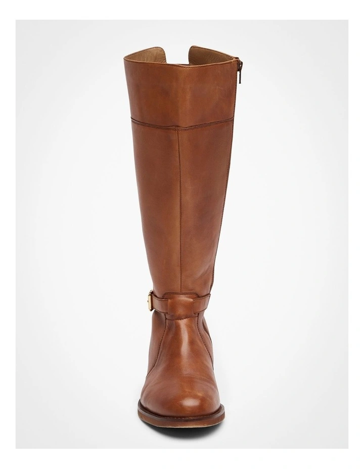 Leather Buckle Knee Boot Tan image 3