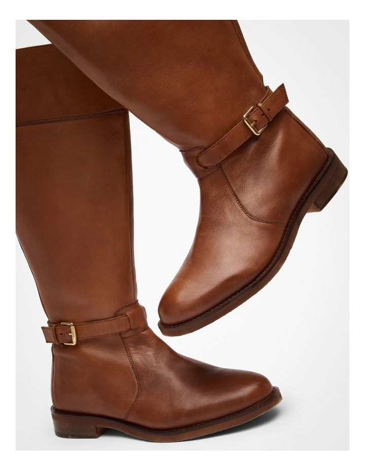 Leather Buckle Knee Boot Tan image 5