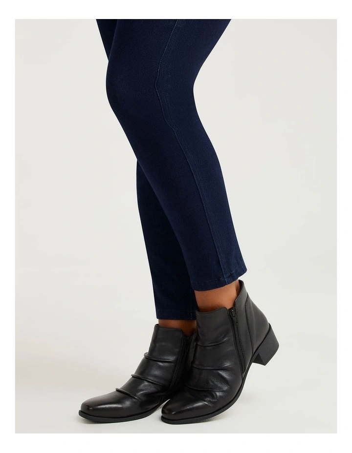 Leather Ruched Ankle Boot Black image 6