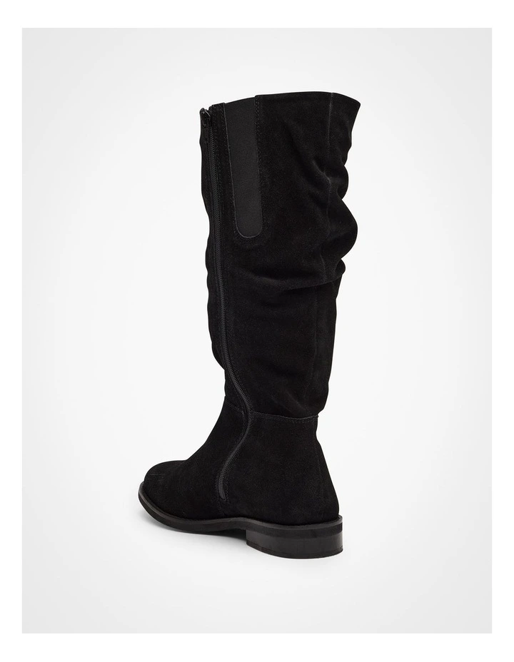 Suede Leather Knee Boot in Black image 4
