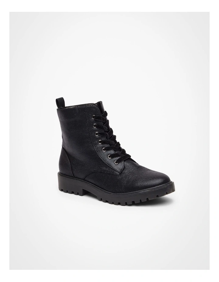 Sparkly Lace Up Boot in Black image 2