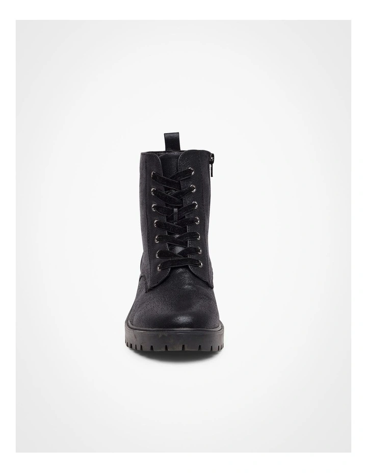 Sparkly Lace Up Boot in Black image 3