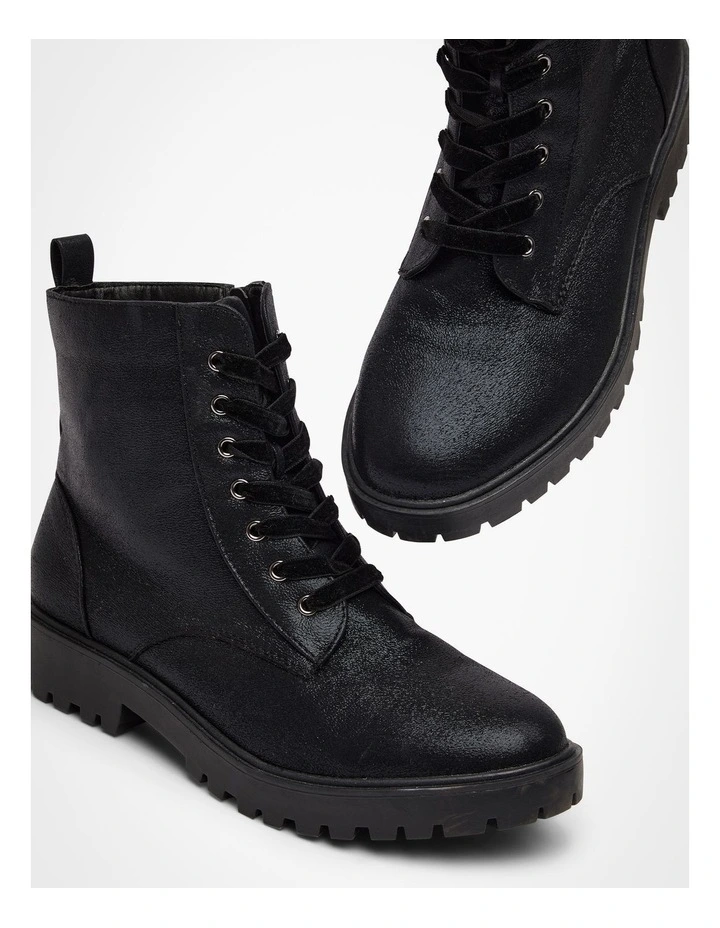 Sparkly Lace Up Boot in Black image 5