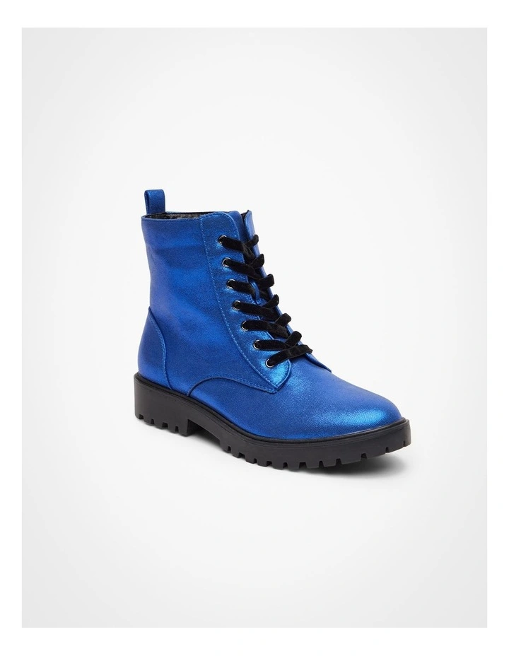 Sparkly Lace Up Boot in Cobalt image 2
