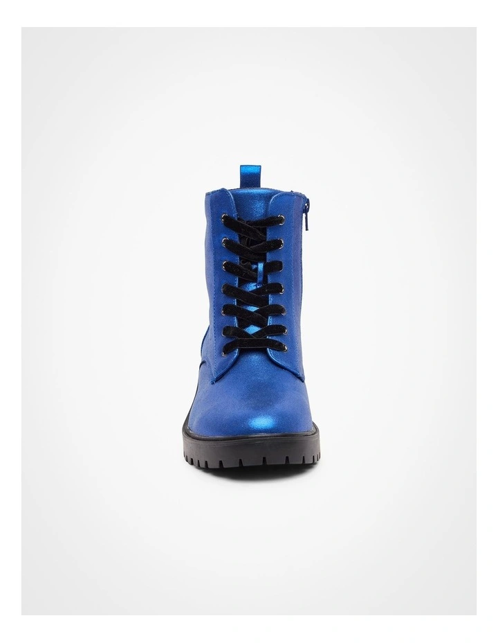 Sparkly Lace Up Boot in Cobalt image 3
