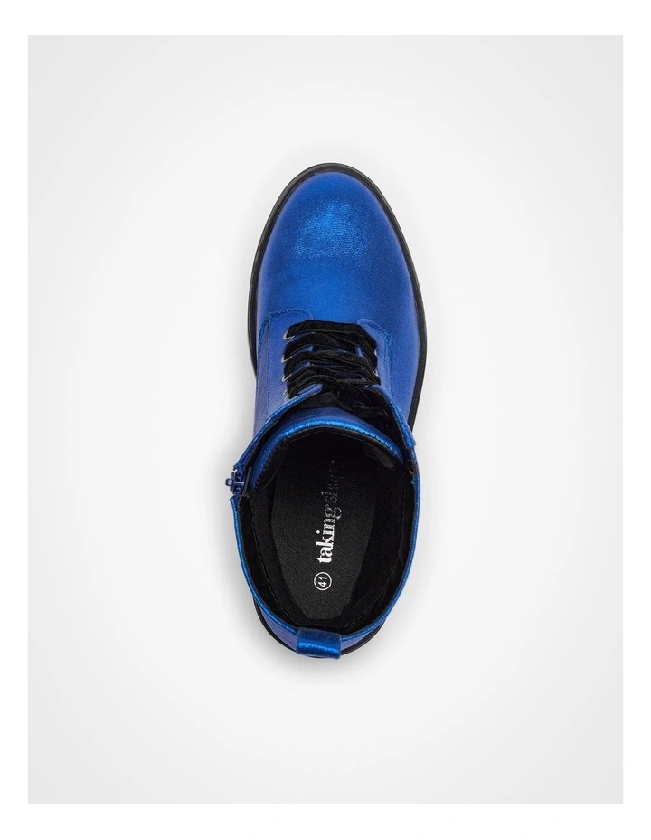 Sparkly Lace Up Boot in Cobalt image 4
