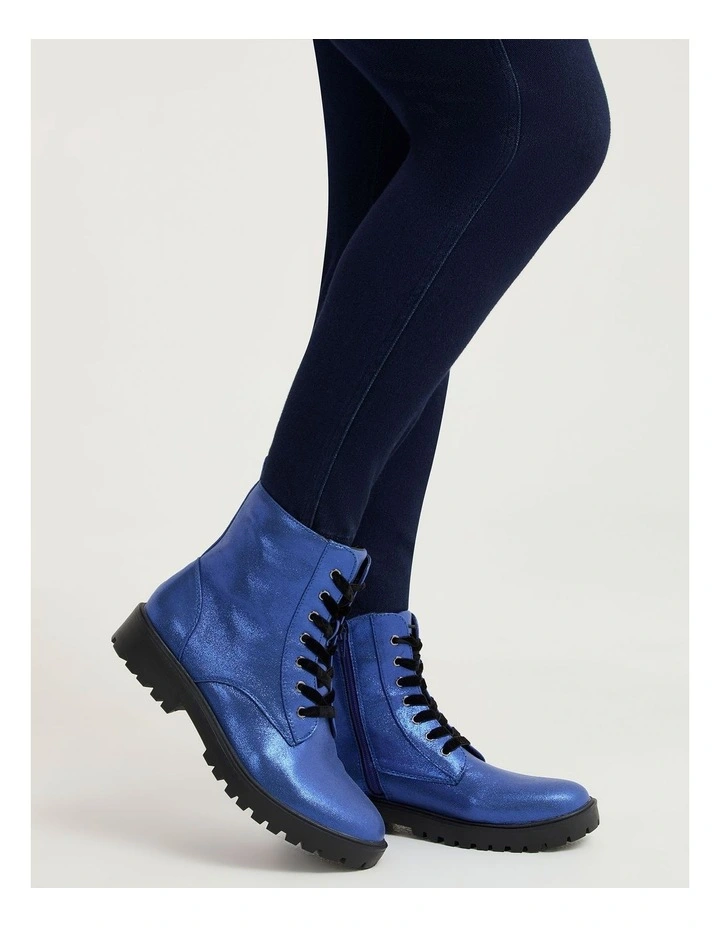 Sparkly Lace Up Boot in Cobalt image 6