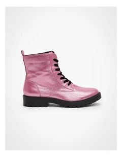 Sparkly Lace Up Boot in Light Pink