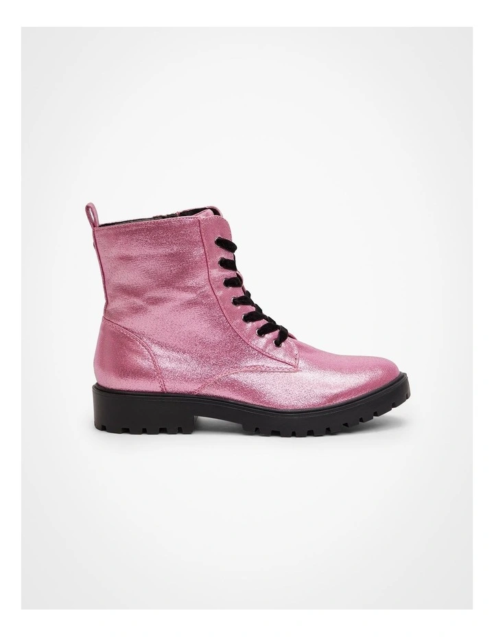 Sparkly Lace Up Boot in Light Pink image 1