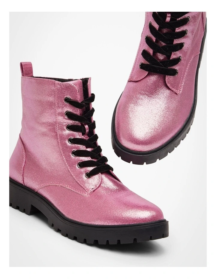 Sparkly Lace Up Boot in Light Pink image 5