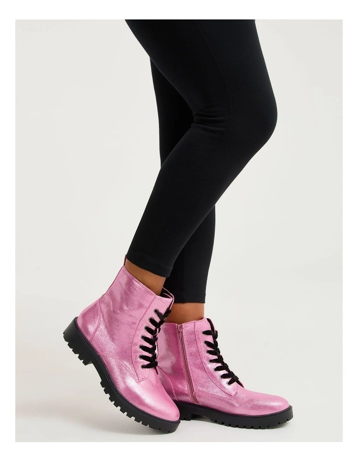 Sparkly Lace Up Boot in Light Pink image 6