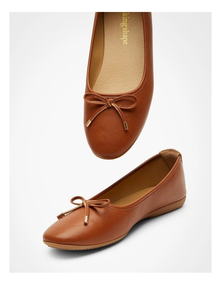 Bow Flat Ballet in Tan image 4