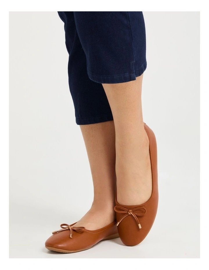 Bow Flat Ballet in Tan image 5