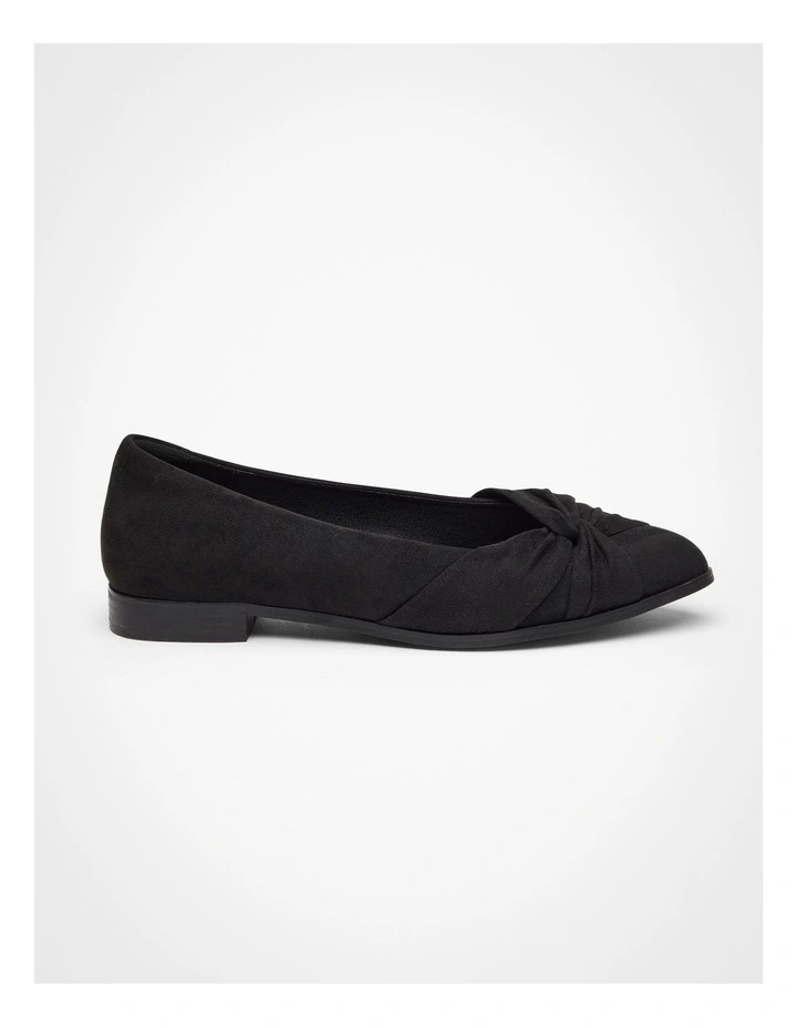 Ruched Flat Shoes in Black image 1