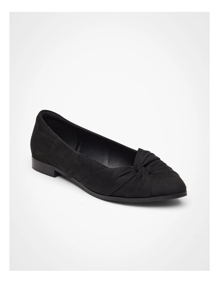Ruched Flat Shoes in Black image 2