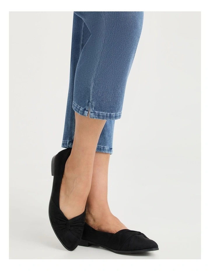 Ruched Flat Shoes in Black image 4