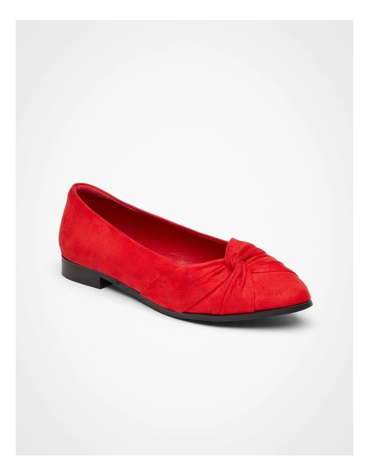 Ruched Flat Shoes in Red image 2