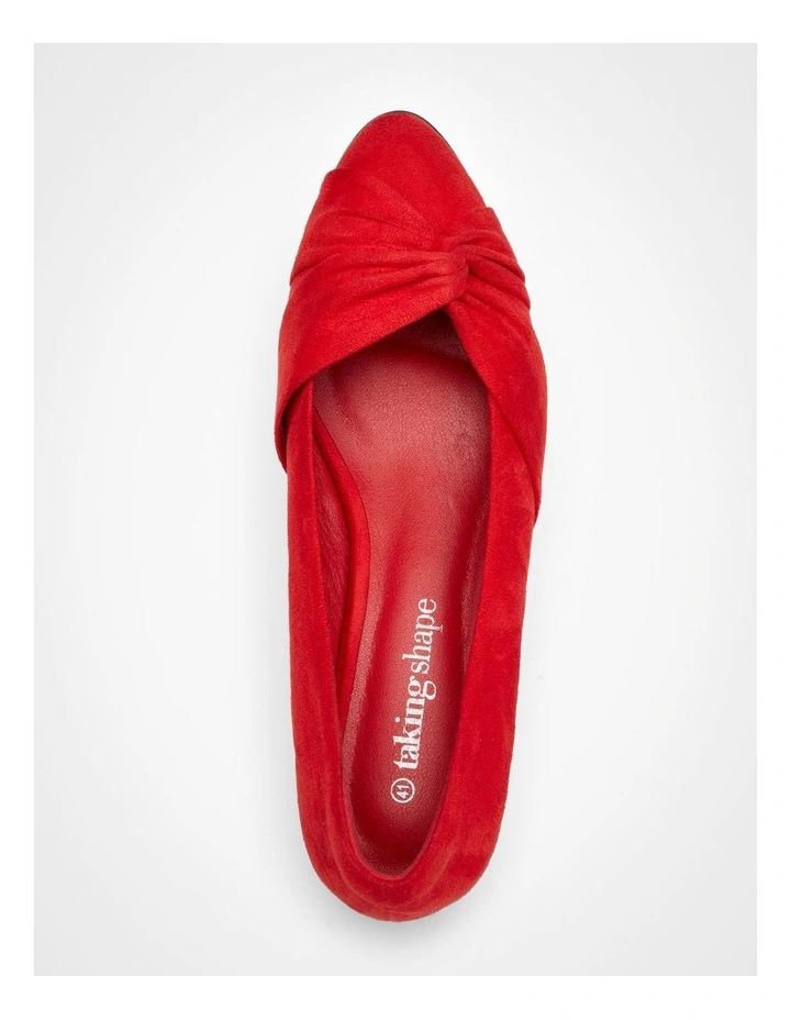 Ruched Flat Shoes in Red image 4