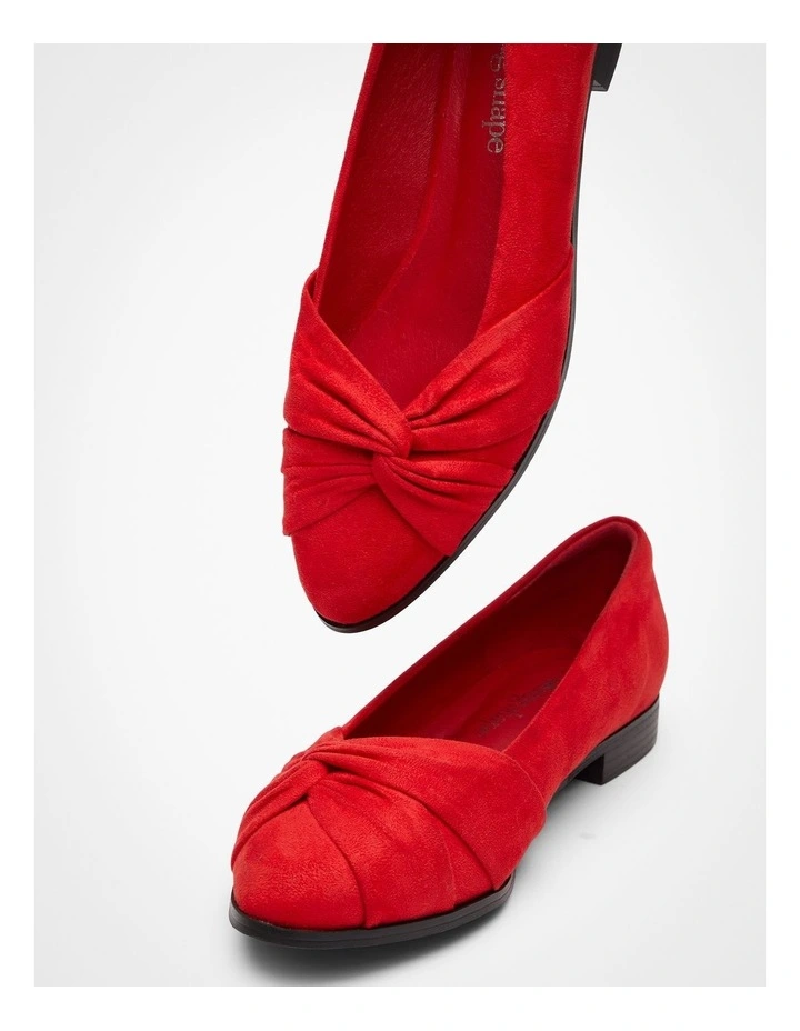 Ruched Flat Shoes in Red image 5