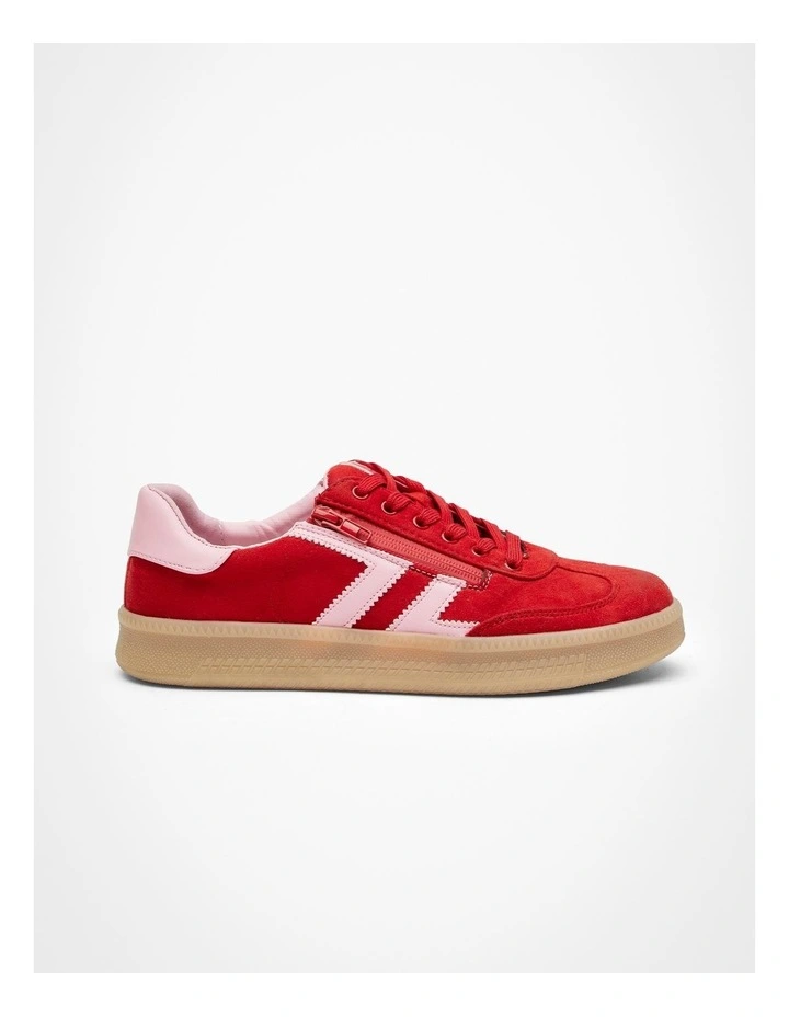 Ava Side Zip Sneaker in Red image 1