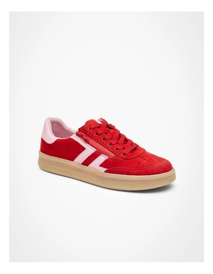 Ava Side Zip Sneaker in Red image 2