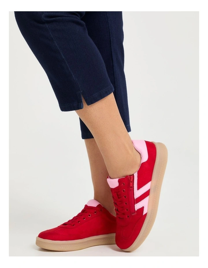Ava Side Zip Sneaker in Red image 6