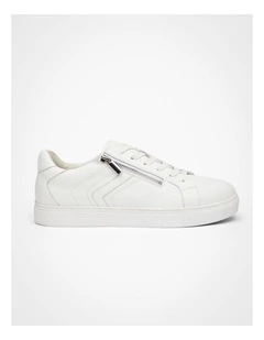 Orthotic Leather Zip Sneaker in White