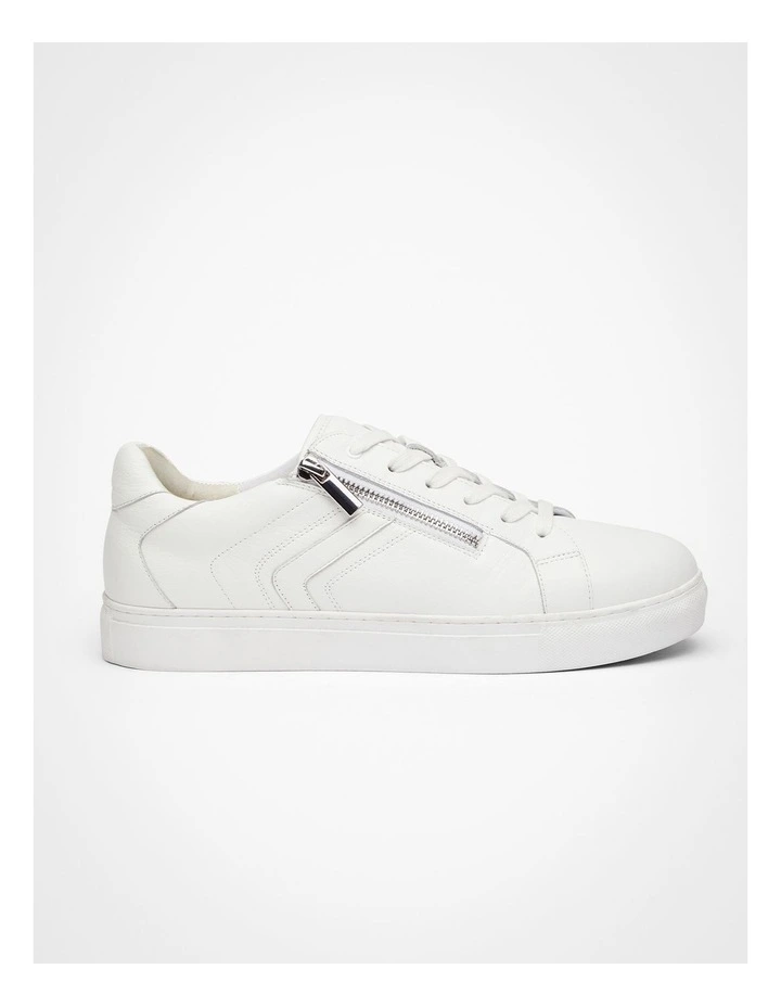 Orthotic Leather Zip Sneaker in White image 1