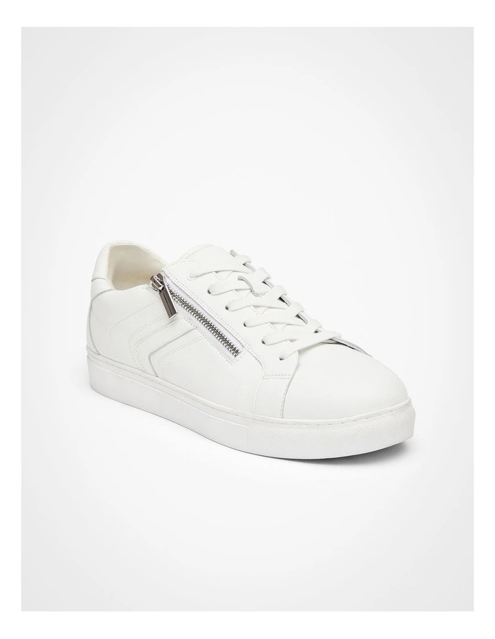 Orthotic Leather Zip Sneaker in White image 2