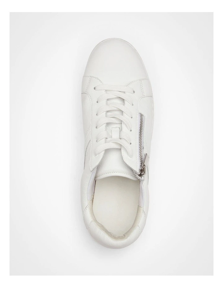 Orthotic Leather Zip Sneaker in White image 3