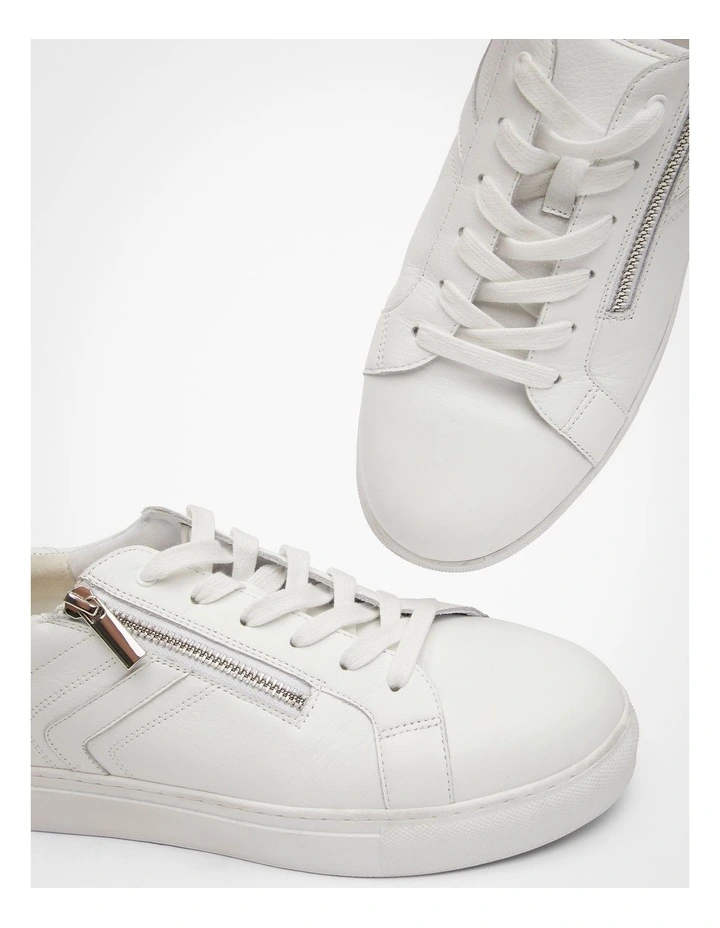 Orthotic Leather Zip Sneaker in White image 4