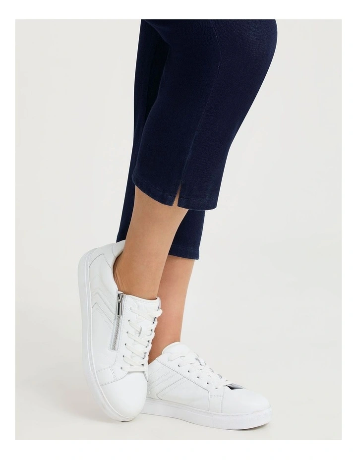 Orthotic Leather Zip Sneaker in White image 5