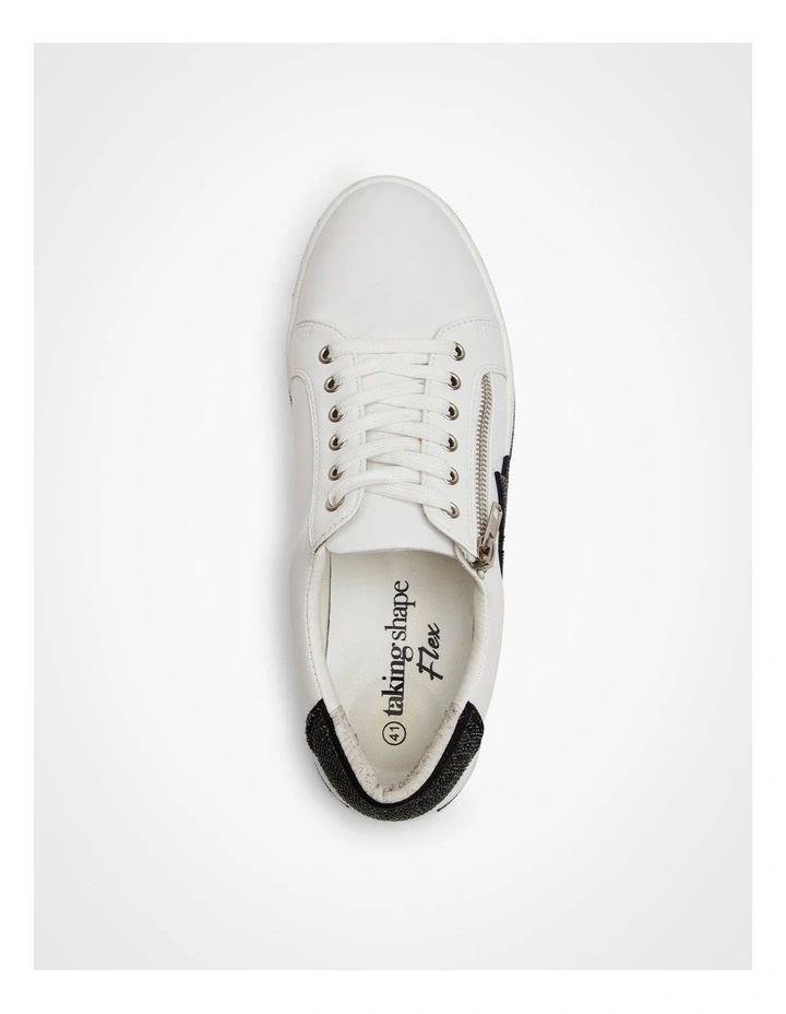 Double Star Zip Sneaker in White/Black image 4